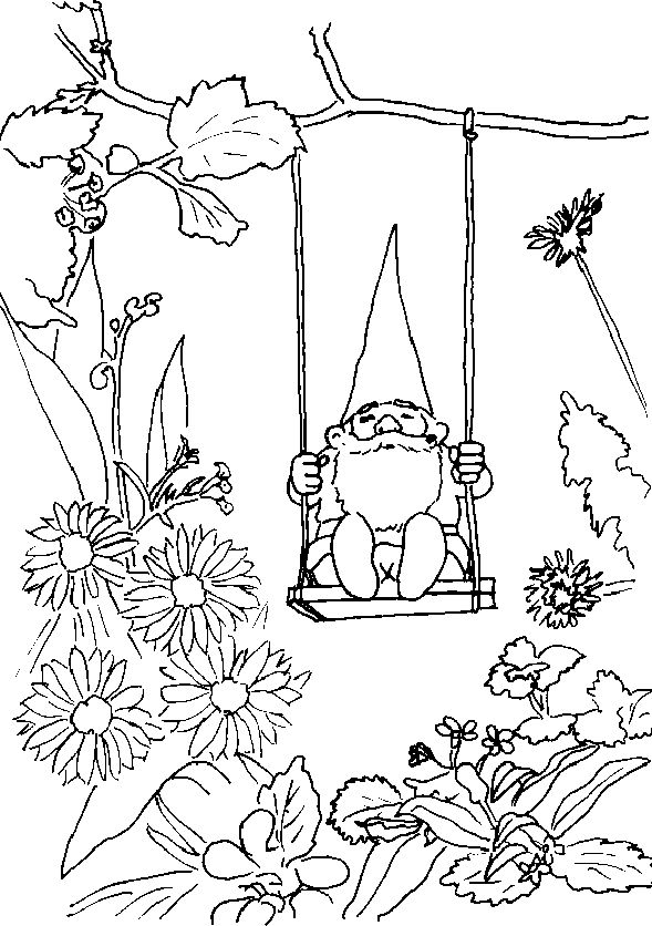 Sleepy Gnome Coloring Page Coloring Pages
