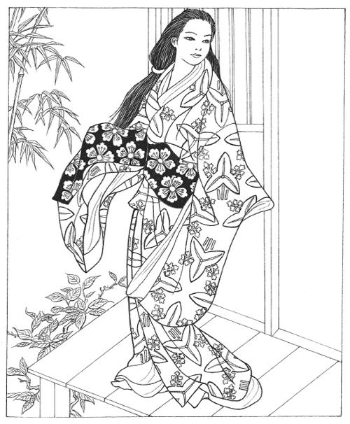 Kimono coloring, Download Kimono coloring for free 2019