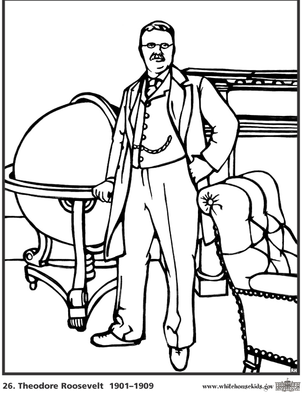 Theodore Roosevelt coloring, Download Theodore Roosevelt coloring for