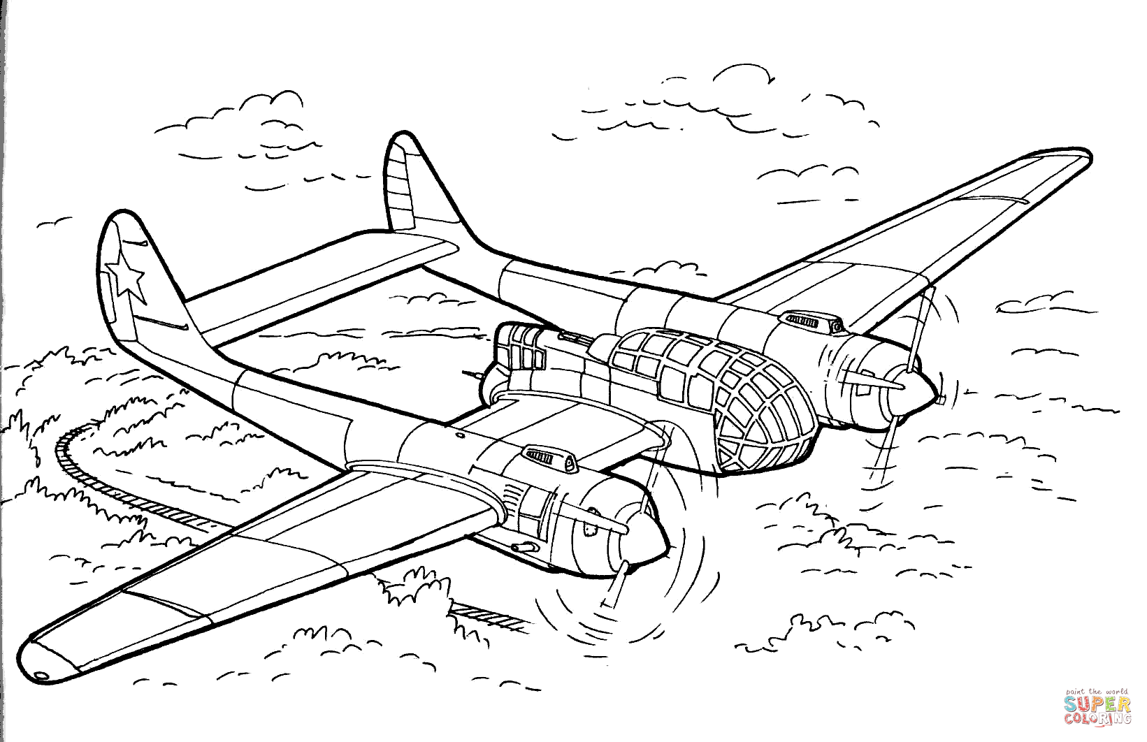 Aircraft coloring #7, Download drawings
