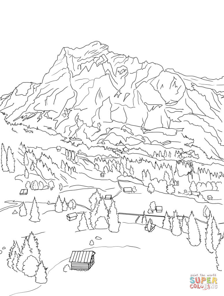 Alps Mountain coloring #12, Download drawings