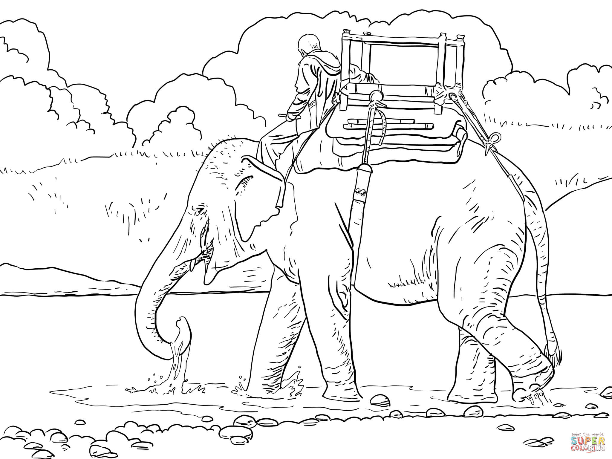 Asian Elephant coloring #13, Download drawings