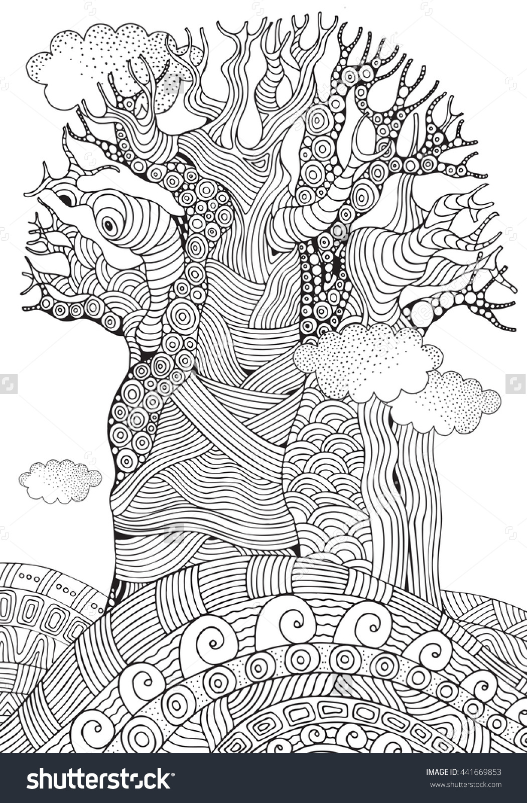 Baobab Tree coloring #4, Download drawings