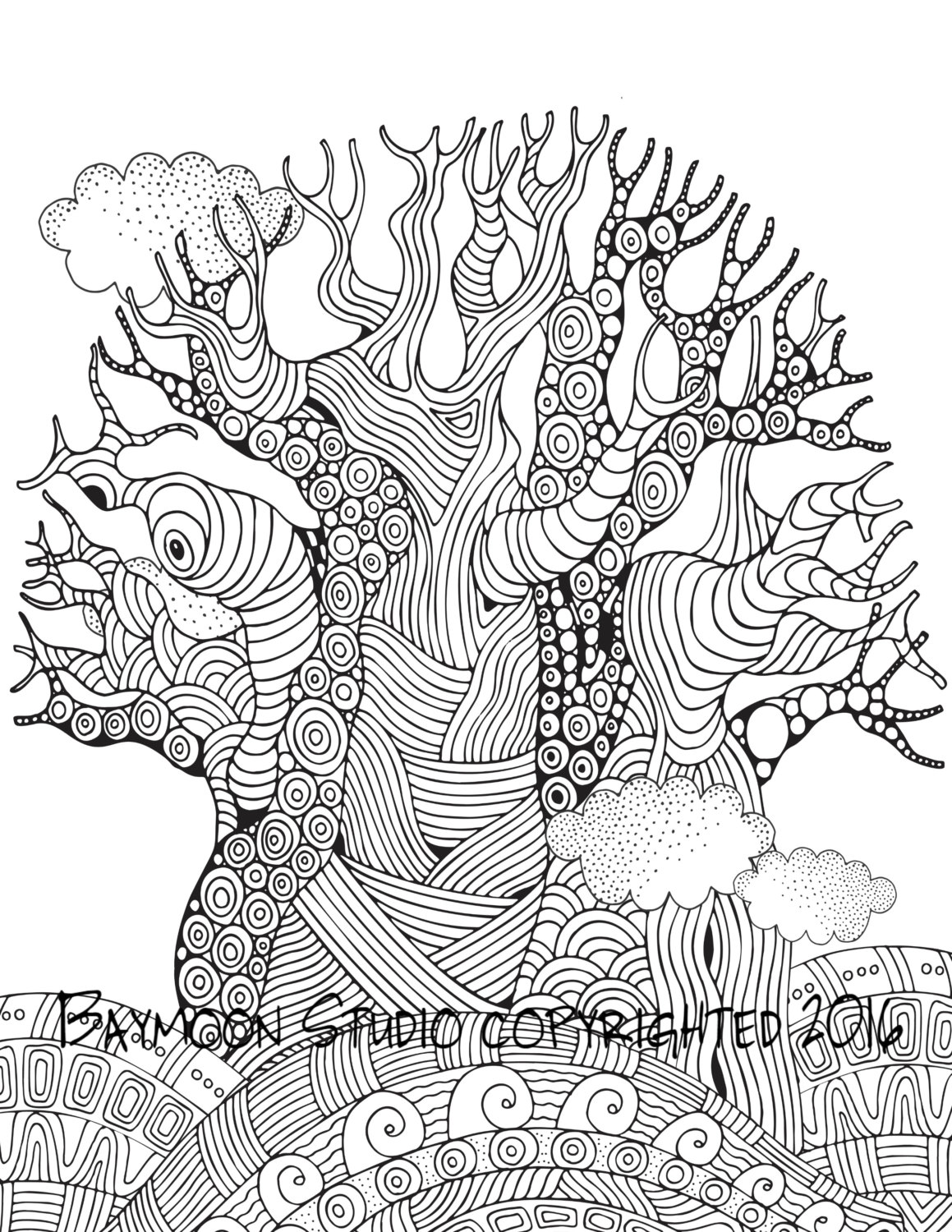 Baobab Tree coloring #3, Download drawings