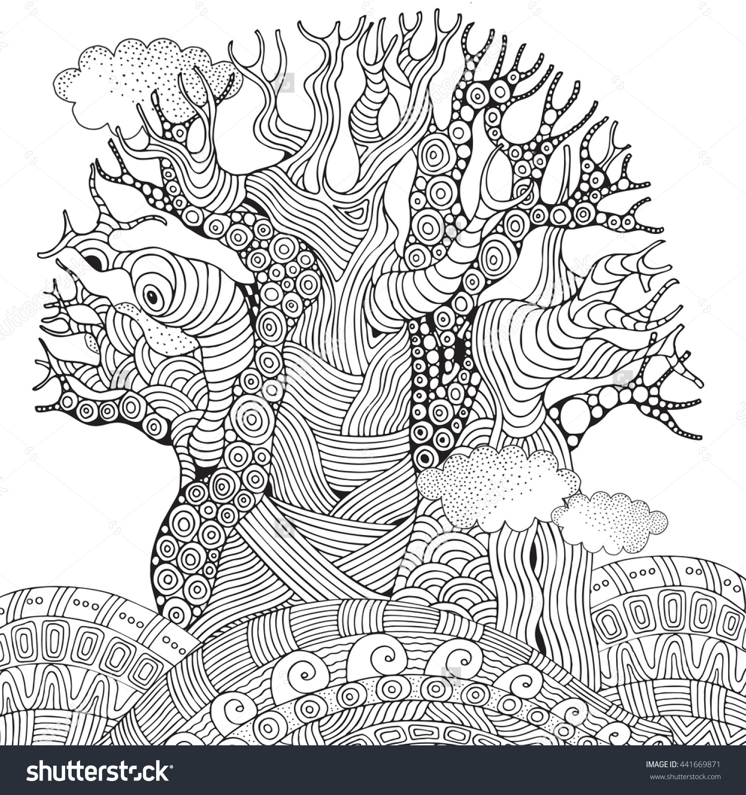 Baobab Tree coloring #11, Download drawings