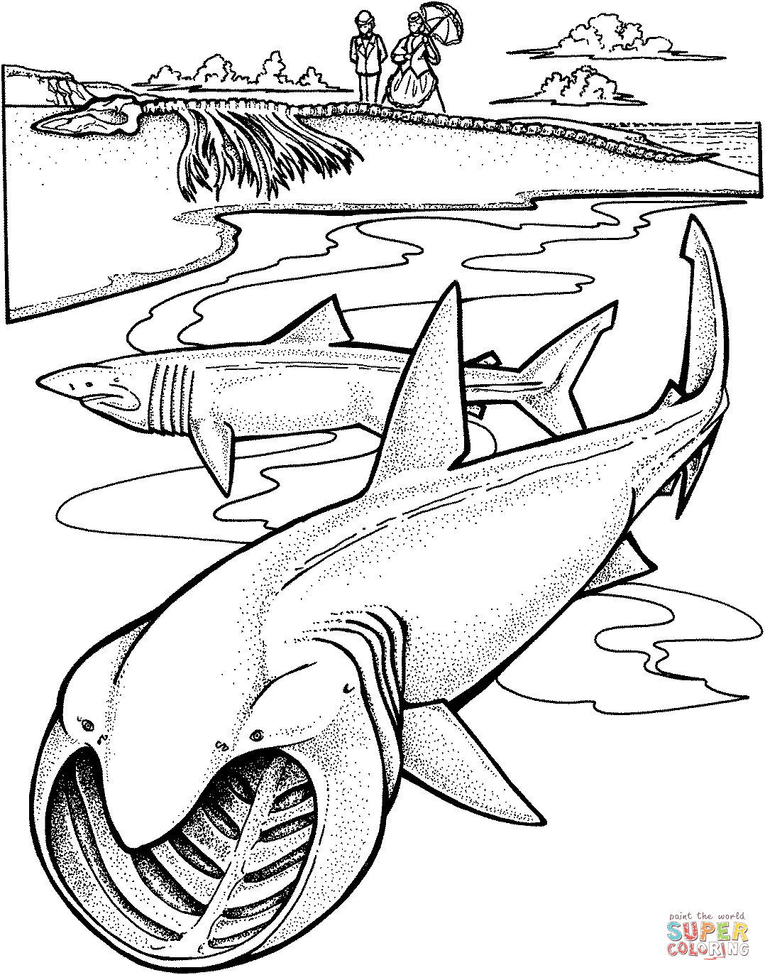 Basking Shark coloring #6, Download drawings