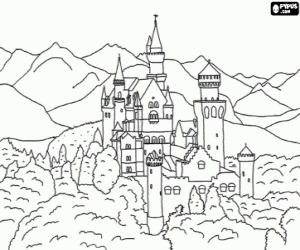 Neuschwanstein Castle coloring #13, Download drawings