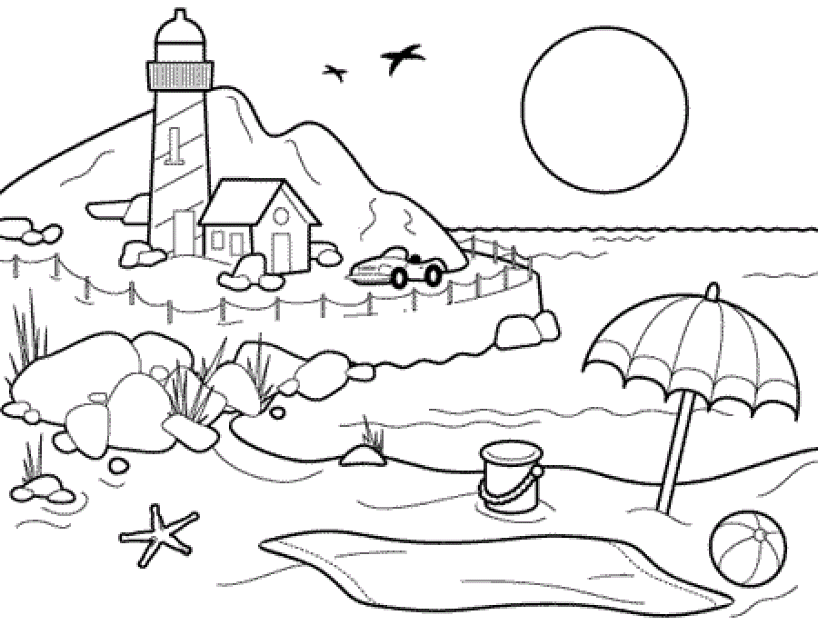 Beach coloring #19, Download drawings