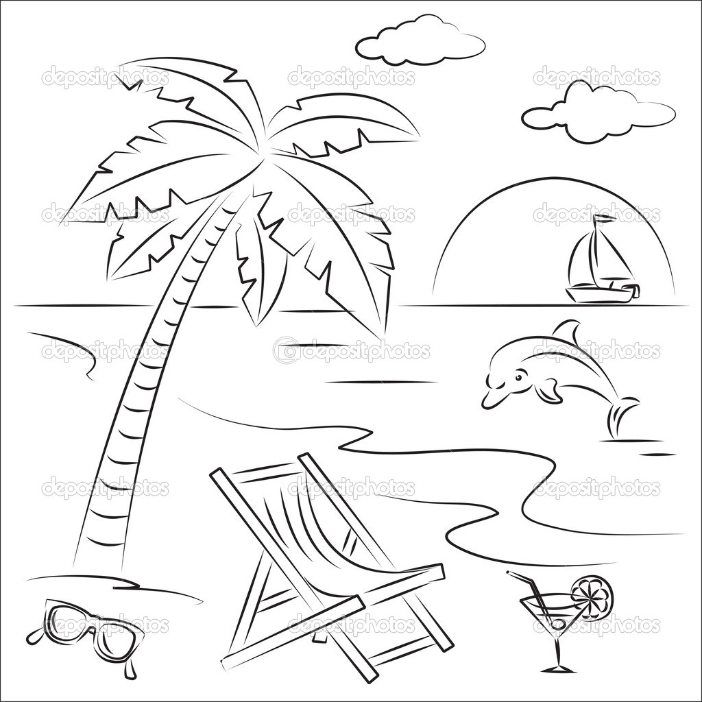 Beach coloring #1, Download drawings