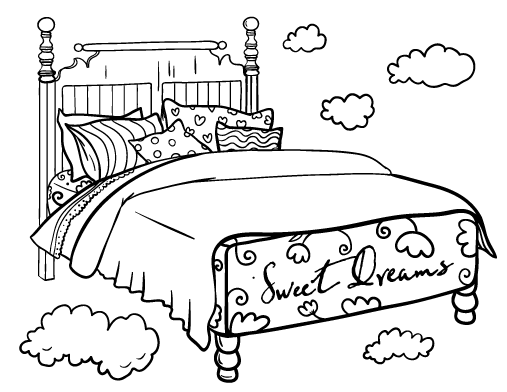 Bed coloring #19, Download drawings
