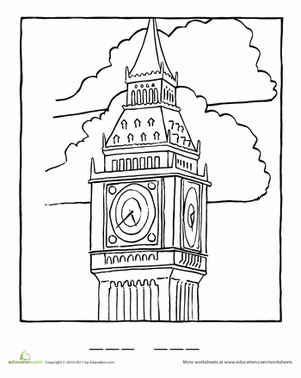 Big Ben coloring #2, Download drawings