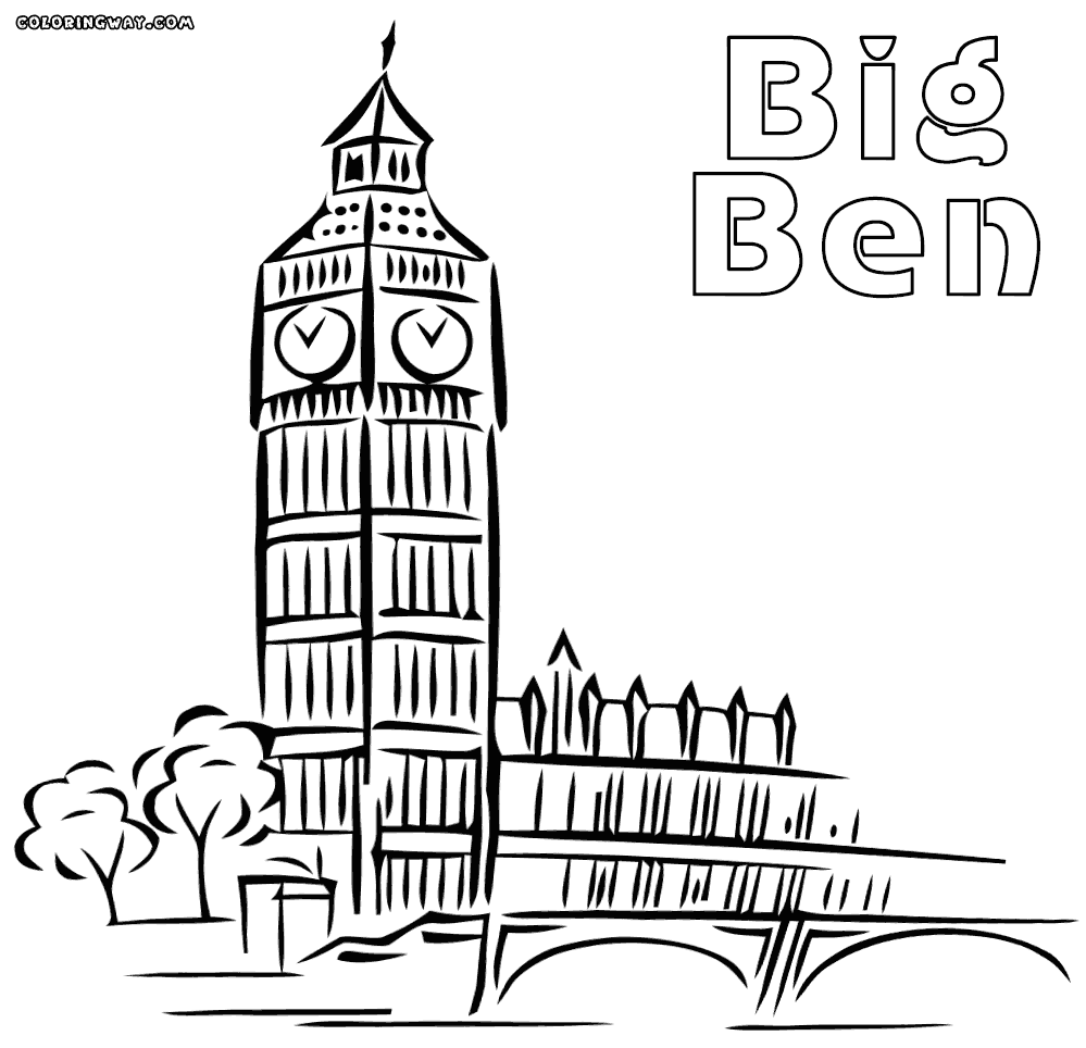 Big Ben coloring #5, Download drawings
