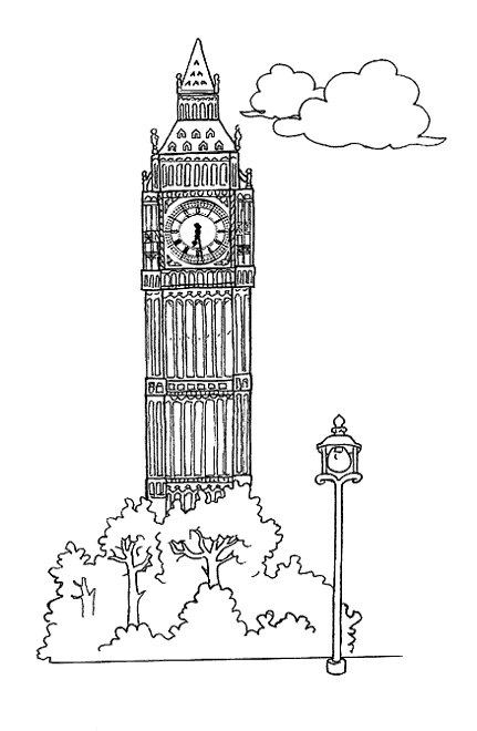 Big Ben coloring #8, Download drawings