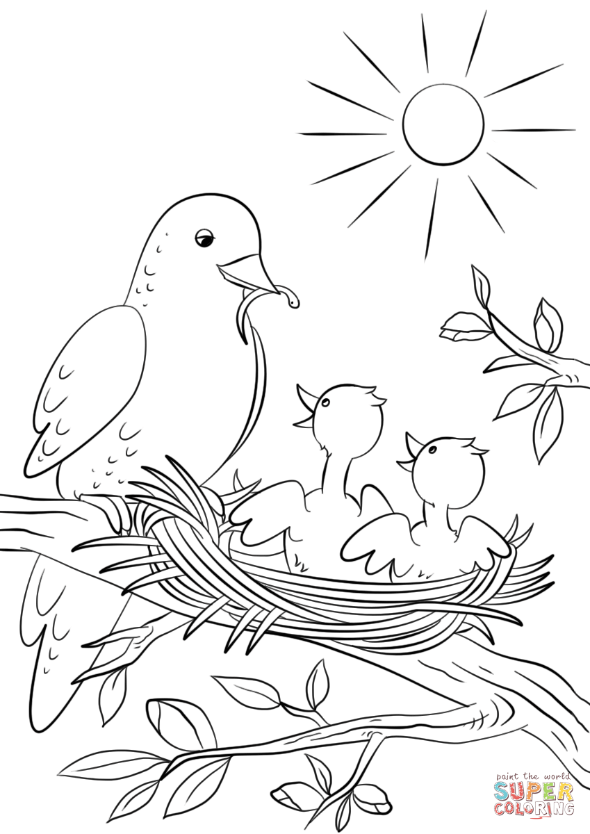 Birdfeeding coloring #7, Download drawings