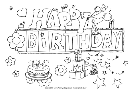 Birthday coloring #9, Download drawings