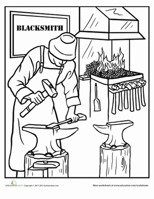 Blacksmith coloring #3, Download drawings