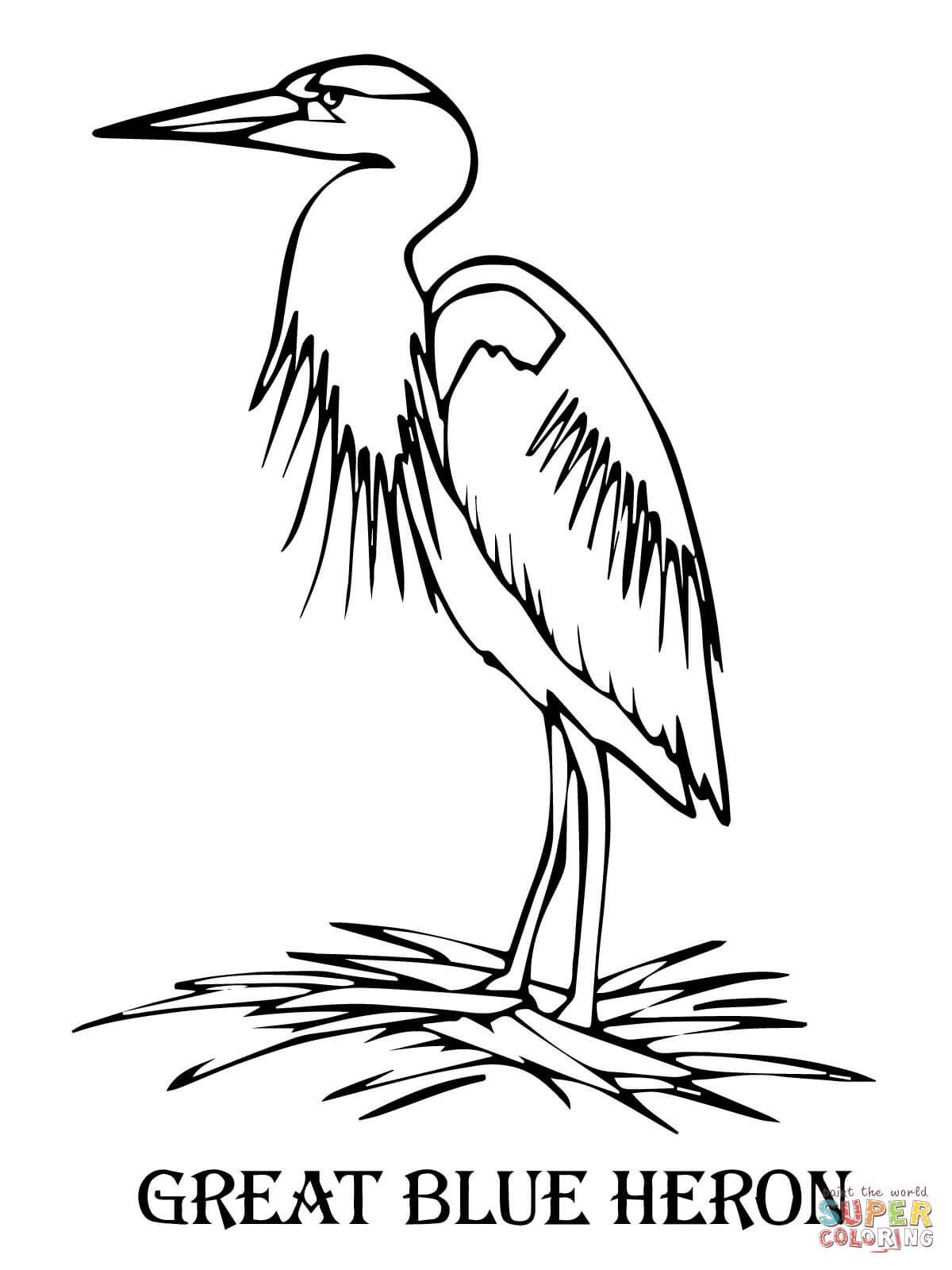 Blue Heron coloring #6, Download drawings