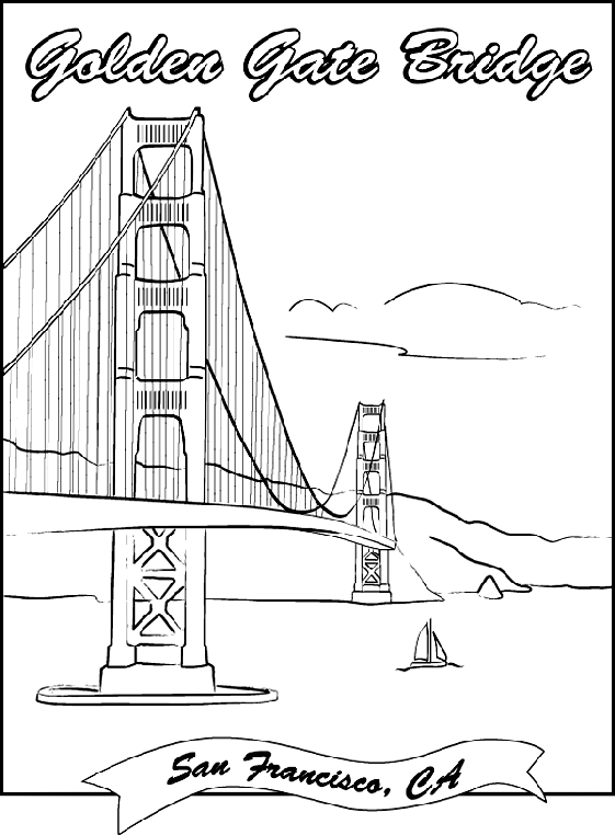 Golden Gate coloring #16, Download drawings