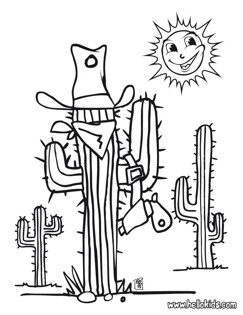 Cactus coloring #2, Download drawings