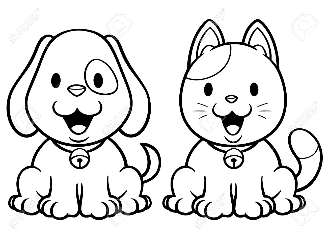 Cat & Dog coloring #12, Download drawings