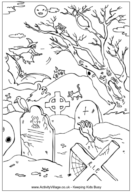 Cemetery coloring #9, Download drawings