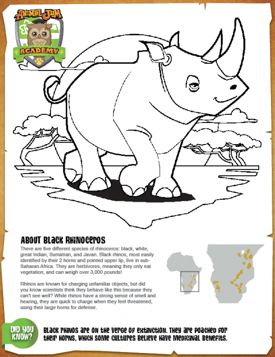 Charging Rhino coloring #16, Download drawings