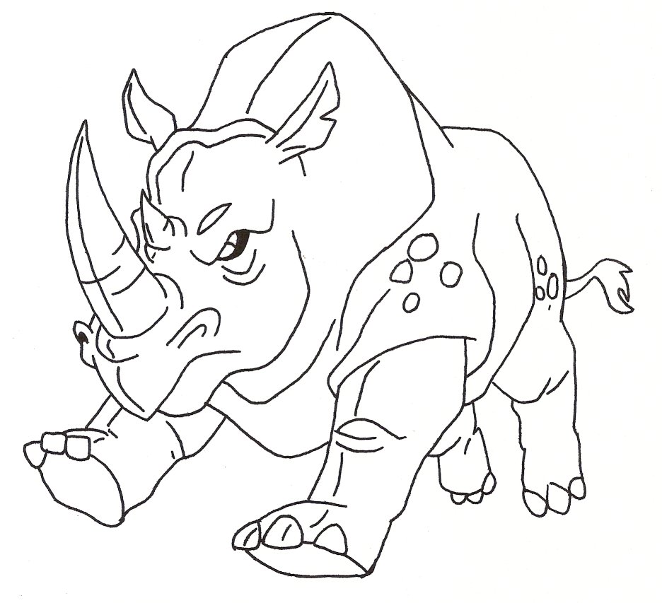 Charging Rhino coloring #6, Download drawings