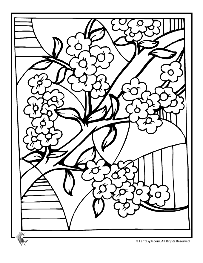 Sakura Tree coloring #12, Download drawings