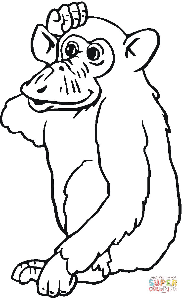 Chimpanzee coloring #1, Download drawings