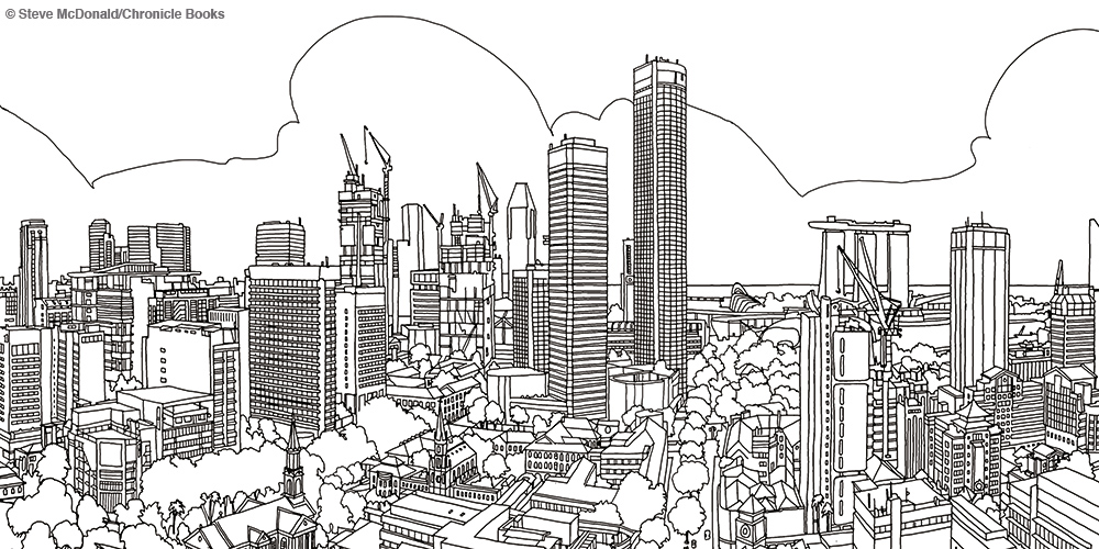 Cityscape coloring #17, Download drawings