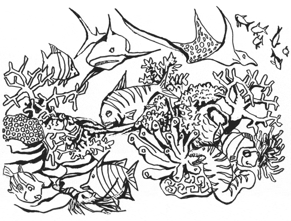 Coral coloring #7, Download drawings