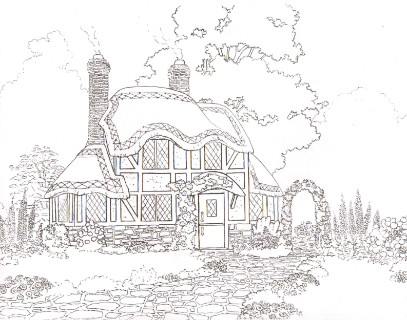 Cottage coloring #5, Download drawings
