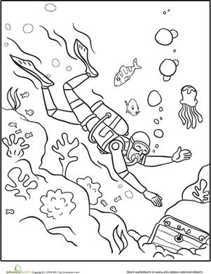 Diver coloring #18, Download drawings