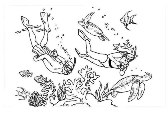 Diver coloring #1, Download drawings
