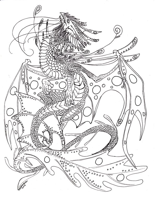 Eastern Water Dragon coloring #5, Download drawings