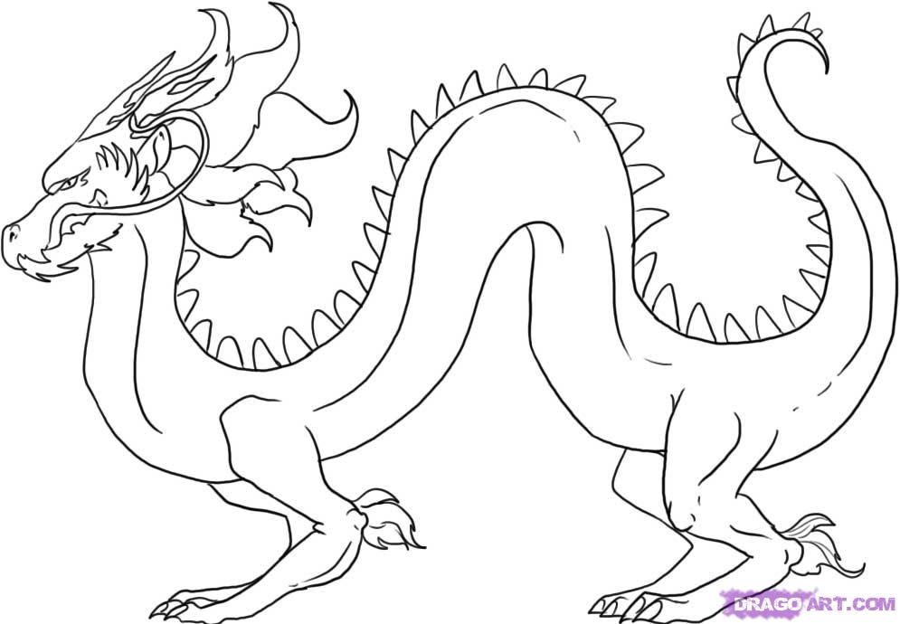 Eastern Water Dragon coloring #7, Download drawings