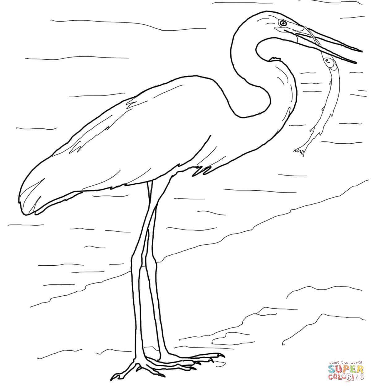 Egret coloring #5, Download drawings