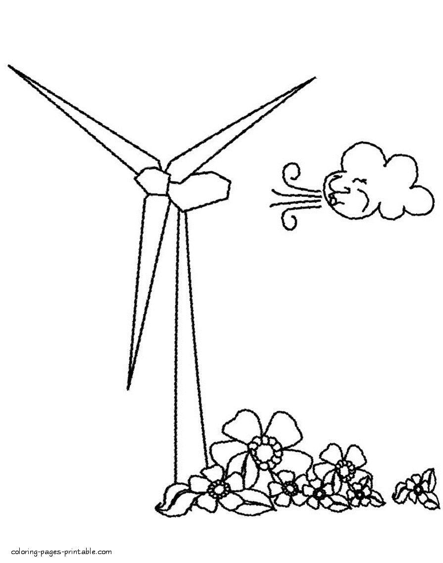 Wind Turbine coloring #20, Download drawings