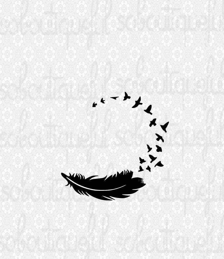 feather with birds svg #205, Download drawings