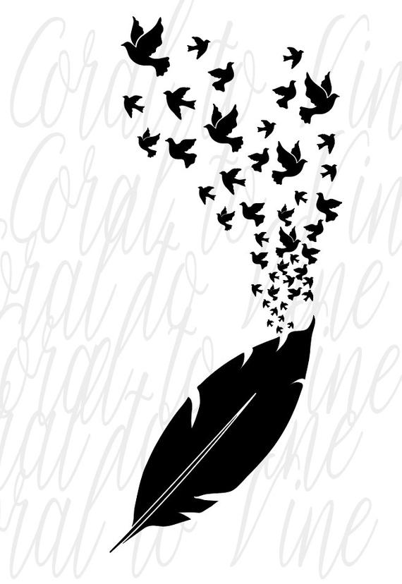 feather with birds svg #209, Download drawings