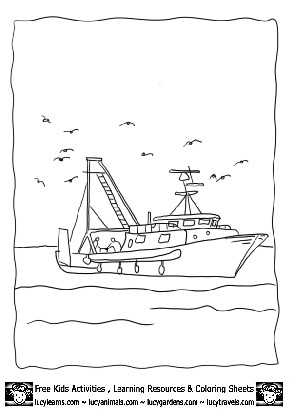 Fishing Boat coloring #2, Download drawings