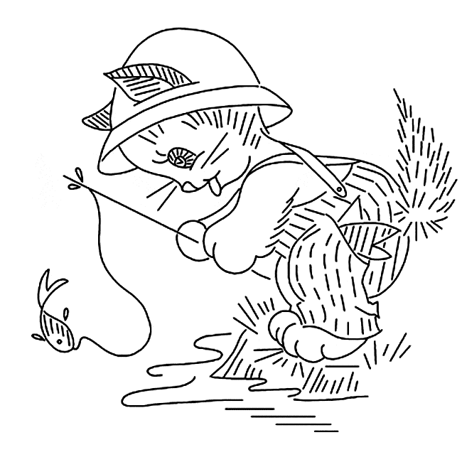 Fishing Cat coloring #3, Download drawings