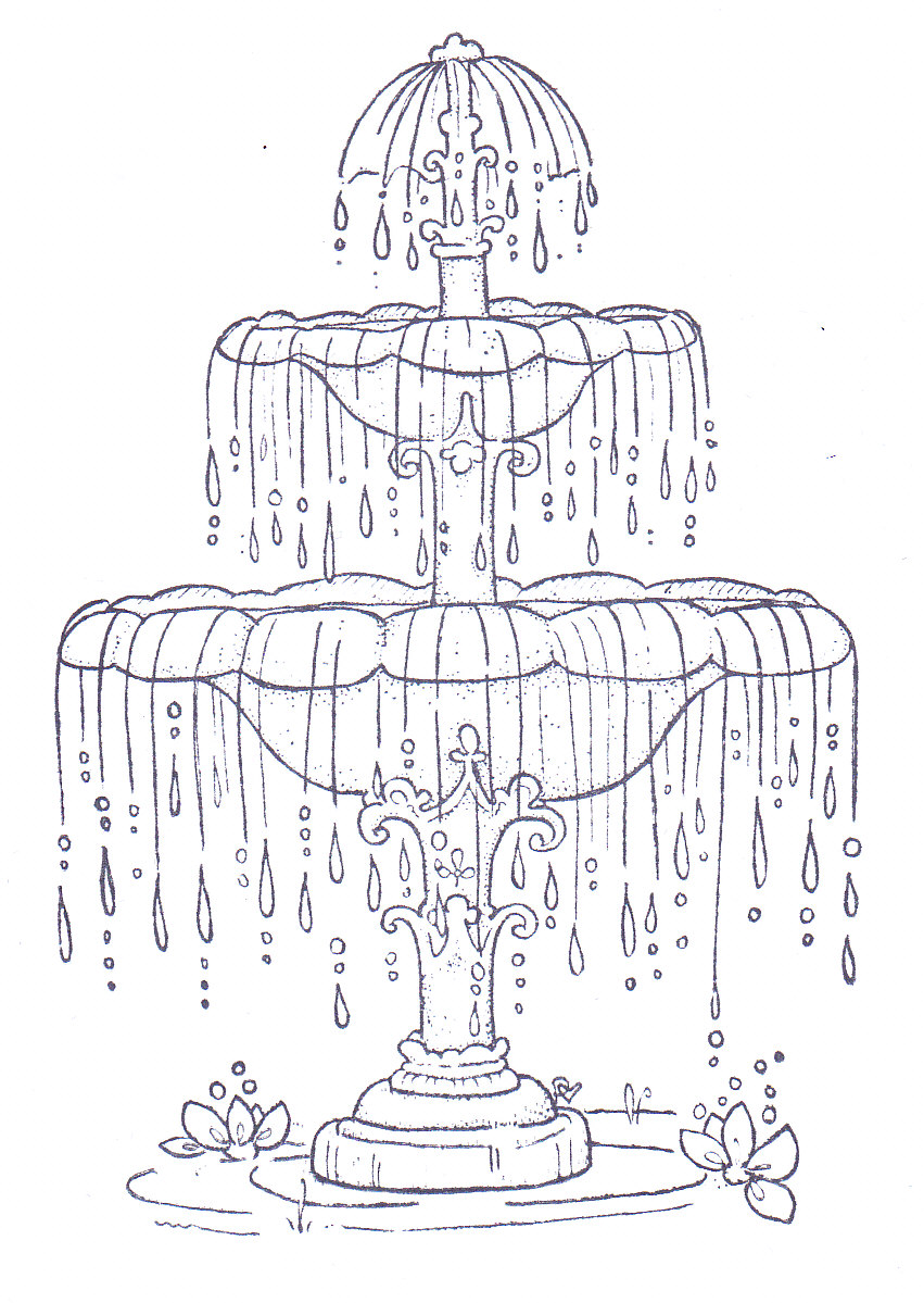 Fountain coloring #10, Download drawings
