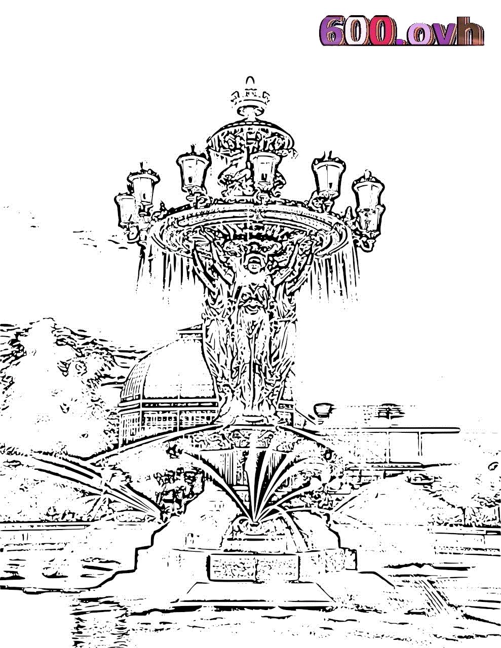 Fountain coloring #3, Download drawings