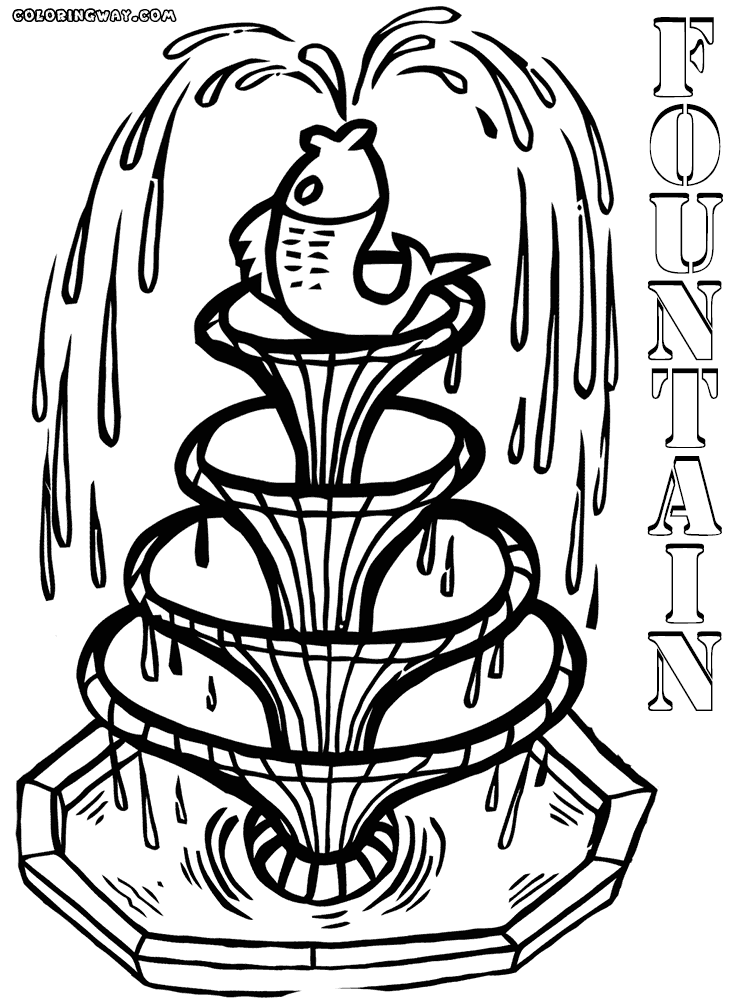 Fountain coloring #19, Download drawings