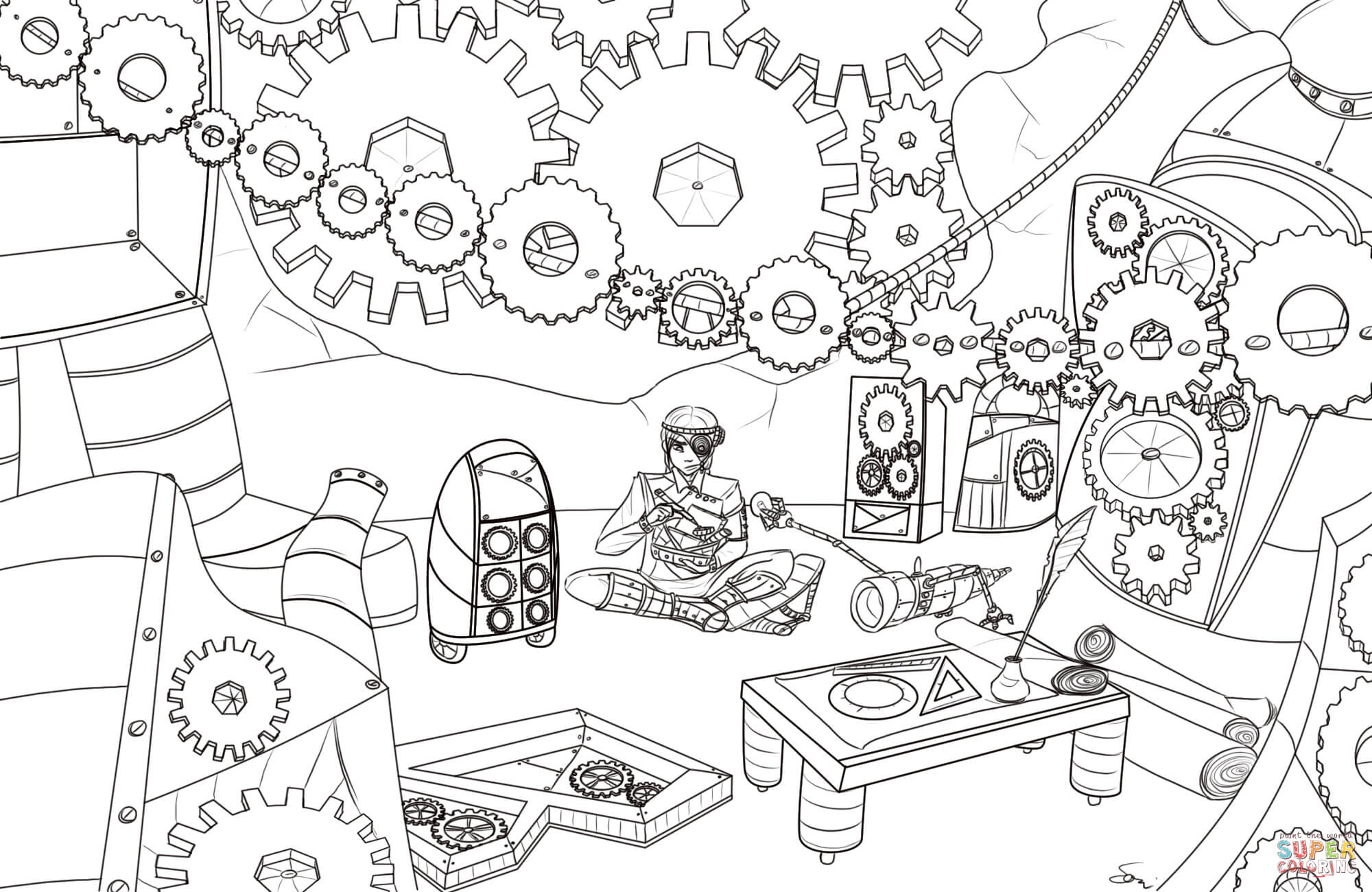 Gears coloring #3, Download drawings