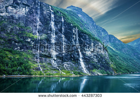 Seven Sisters Waterfall, Norway coloring #4, Download drawings