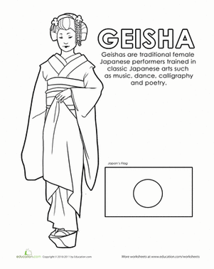 Geisha coloring #13, Download drawings