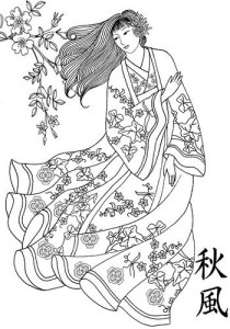 Geisha coloring #20, Download drawings