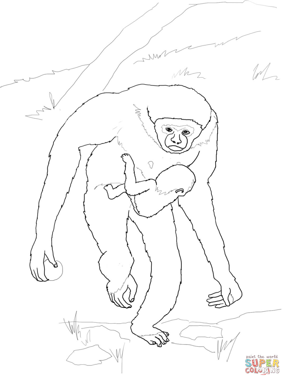 Gibbon coloring #8, Download drawings